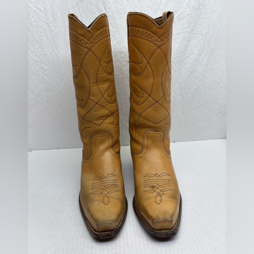 Frye Tan Leather Tall Cowboy Boots